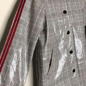 Urban Republic Patent Kids Raincoat Plain Herringbone Red Black White 6X Unisex